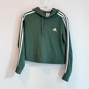 adidas cropped Green Hoodie with White Stripes